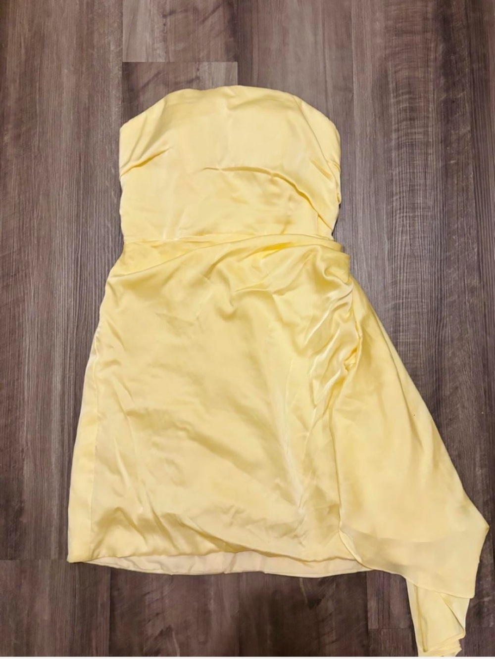 Strapless Yellow Satin Homecoming Dress